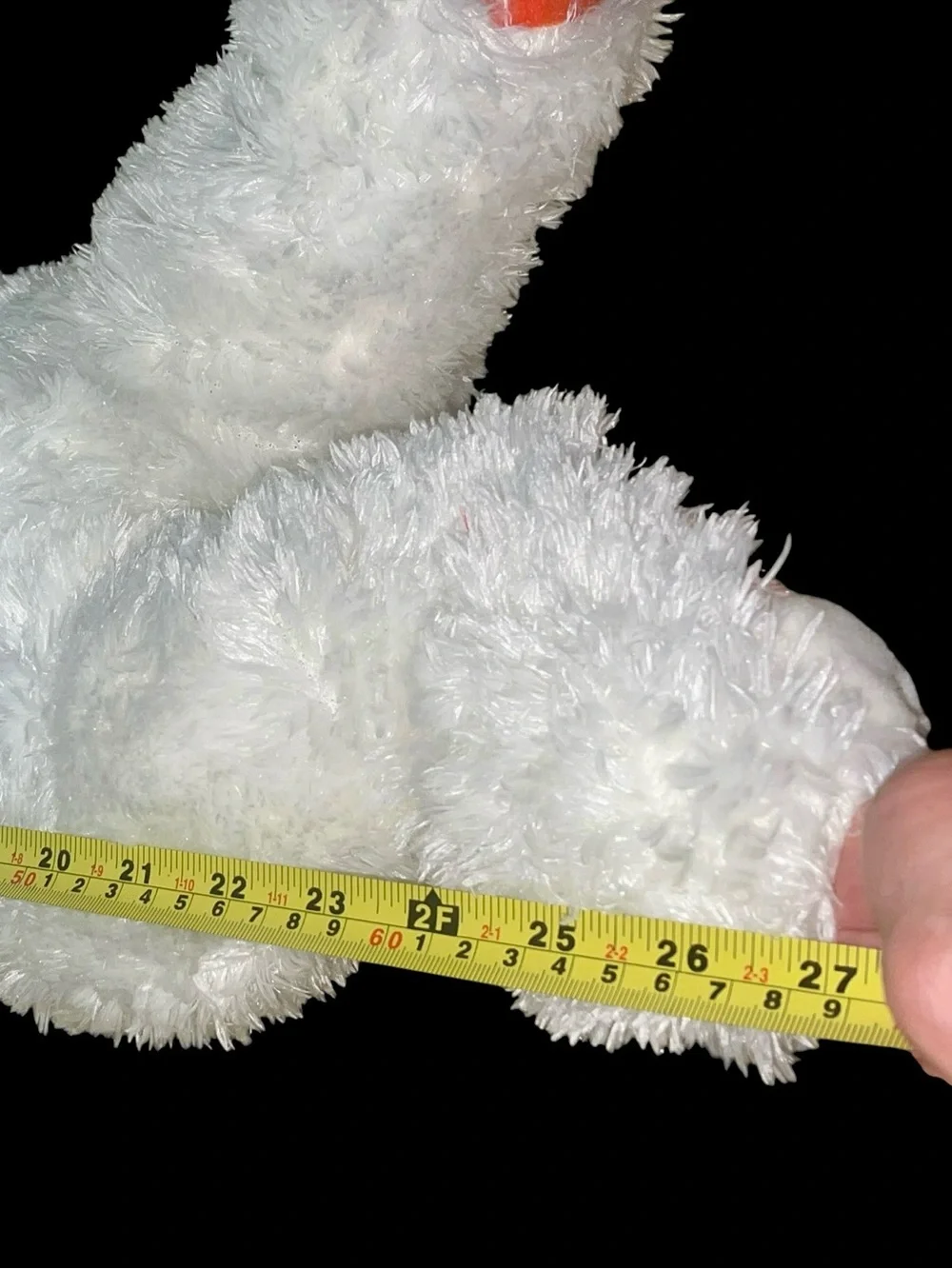 Vintage Hoppy Hopster White Easter Bunny Plush with Carrot Bib 24”